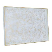 Serving Tray, Cream Lily Rectangular Plastic, Gold Rose Pattern product image