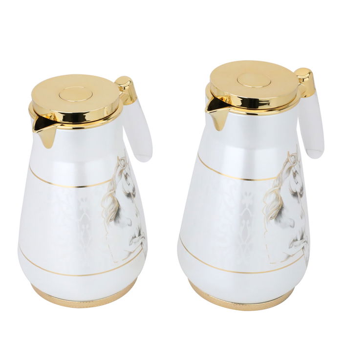 Cream thermos set, transparent horse pattern, two pieces image 2