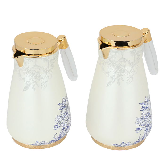 Cream thermos set, blue flower pattern, transparent handle, 2 pieces image 2