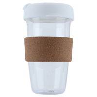 Clear Glass Silicone Strap Mug with White Lid 16 oz product image