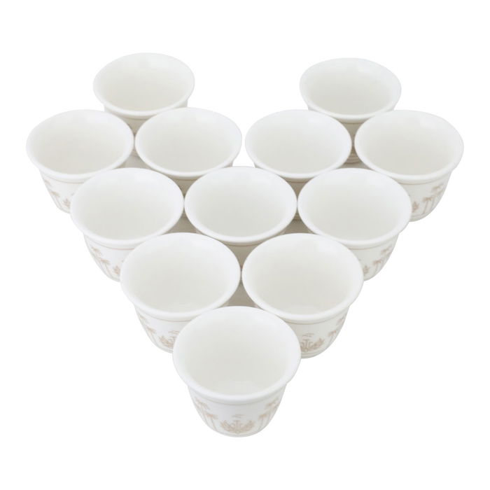 White Porcelain Medium Arabic Coffee Cups Set 12 Pieces image 2