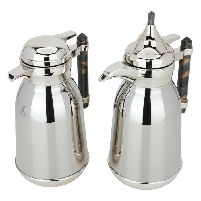 Shahd Thermos set, silver steel with dark gray marble handle, 2 pieces image 2