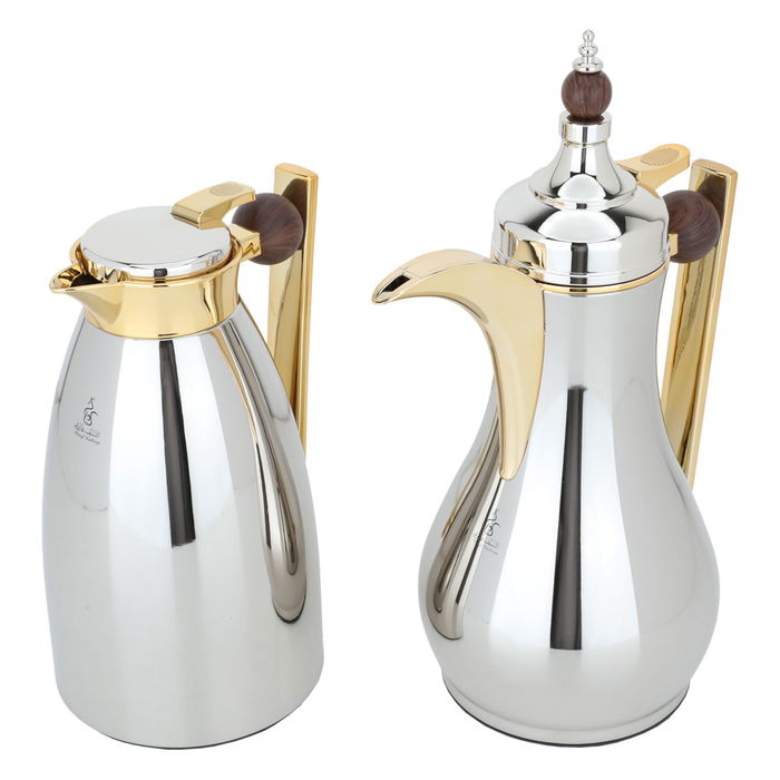 Alaa thermos set, nickel with dark wooden handle and golden, two pieces image 2