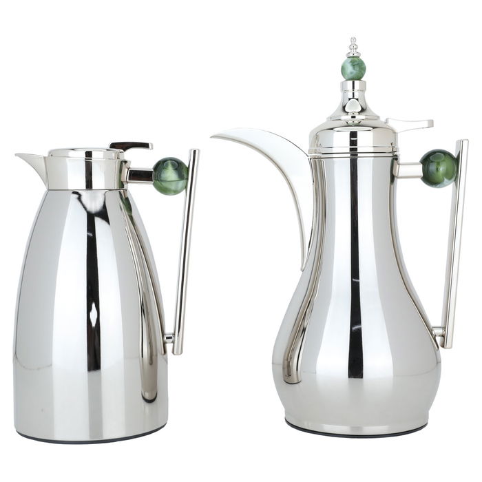 Alaa thermos set, nickel with olive marble handle, 2 pieces image 1