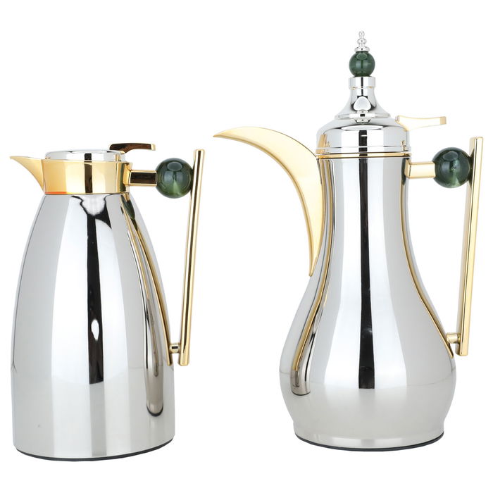 Alaa thermos set, nickel-plated, olive-marbled, golden, two pieces image 1