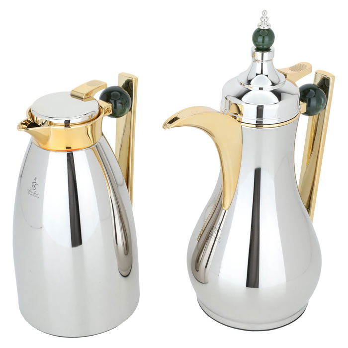 Alaa thermos set, nickel-plated, olive-marbled, golden, two pieces image 2