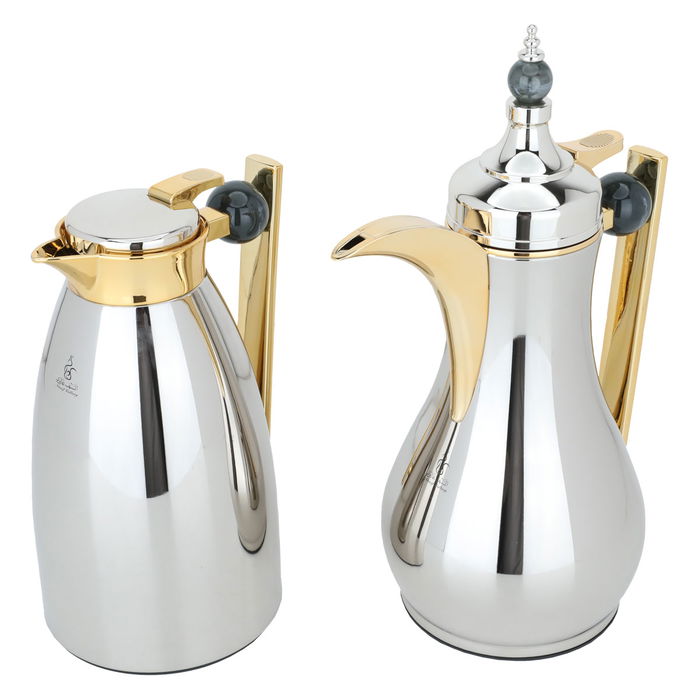 Alaa thermos set, nickel with gray marble handle and gold, 2 pieces image 2