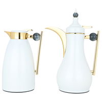 Alaa thermos set, white with dark gray marble handle and golden, 2 pieces product image