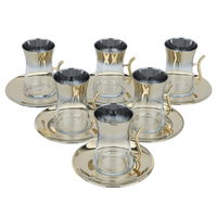 A set of Tea cups and Arabic coffee cups, gold crystal, 18 pieces product image