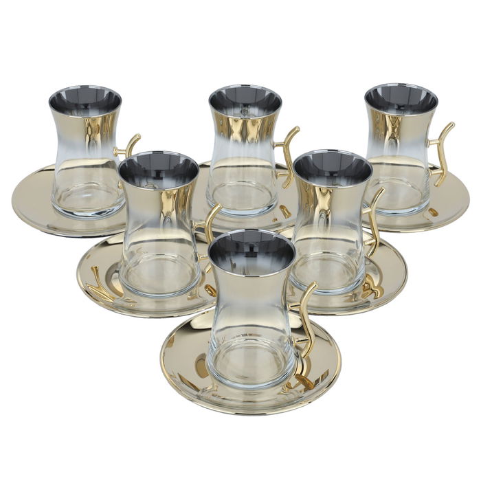 A set of Tea cups and Arabic coffee cups, gold crystal, 18 pieces image 1