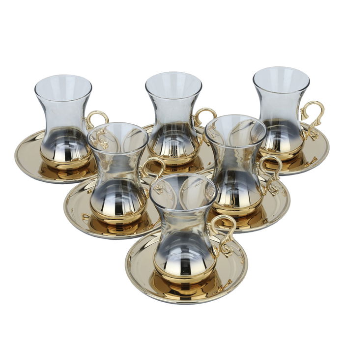 Set (tea cups + Arabic coffee cups), gilded crystal, 18 pieces image 1