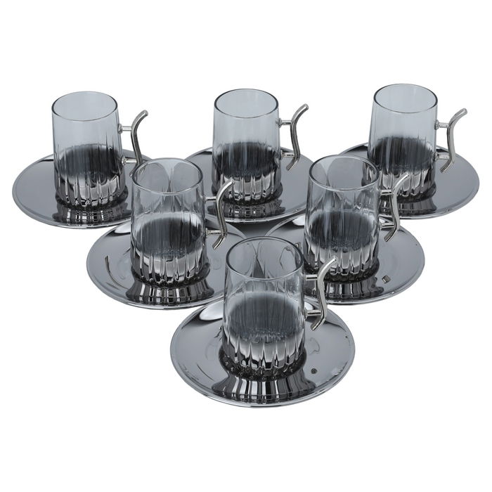 A set of Tea cups + Arabic coffee cups, silver crystal, 18 pieces image 1