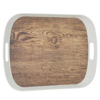 Tray Wooden Melamine Brown with White Handle product image