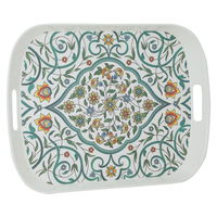 Tray white melamine decorated with green handle product image