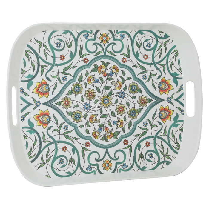 Tray white melamine decorated with green handle image 1