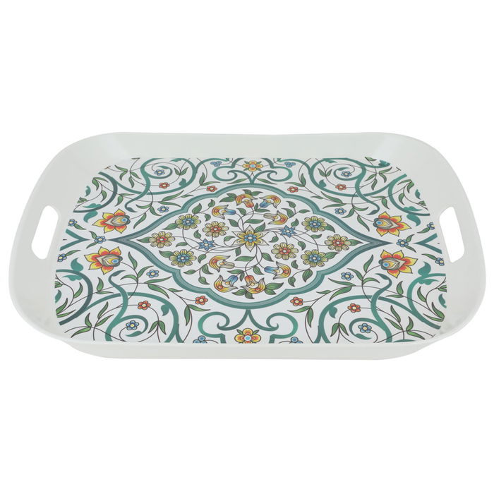 Tray white melamine decorated with green handle image 2