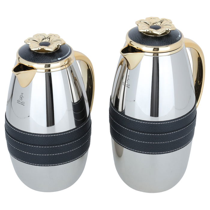 Asmaa thermos set, silver, black and gold belt, two pieces image 2