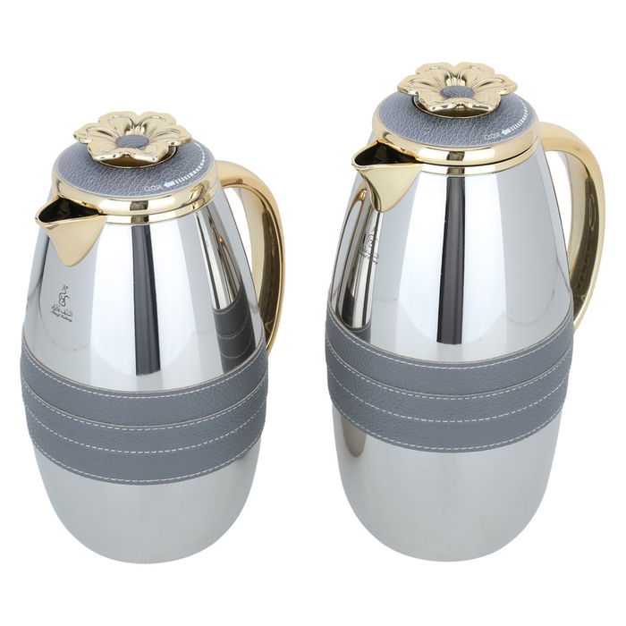 Asmaa thermos set, silver, dark gray and gold belt, two pieces image 2