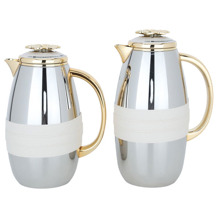 Asmaa thermos set, silver, beige belt and gold, two pieces image 2