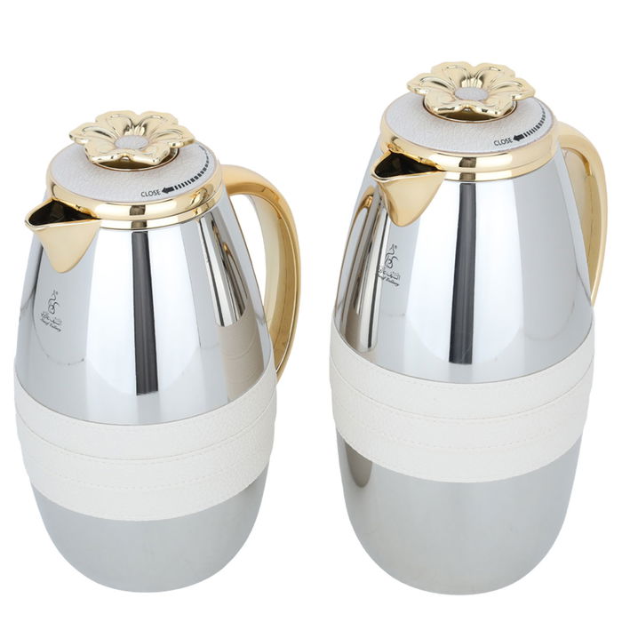 Asmaa thermos set, silver, beige belt and gold, two pieces image 1