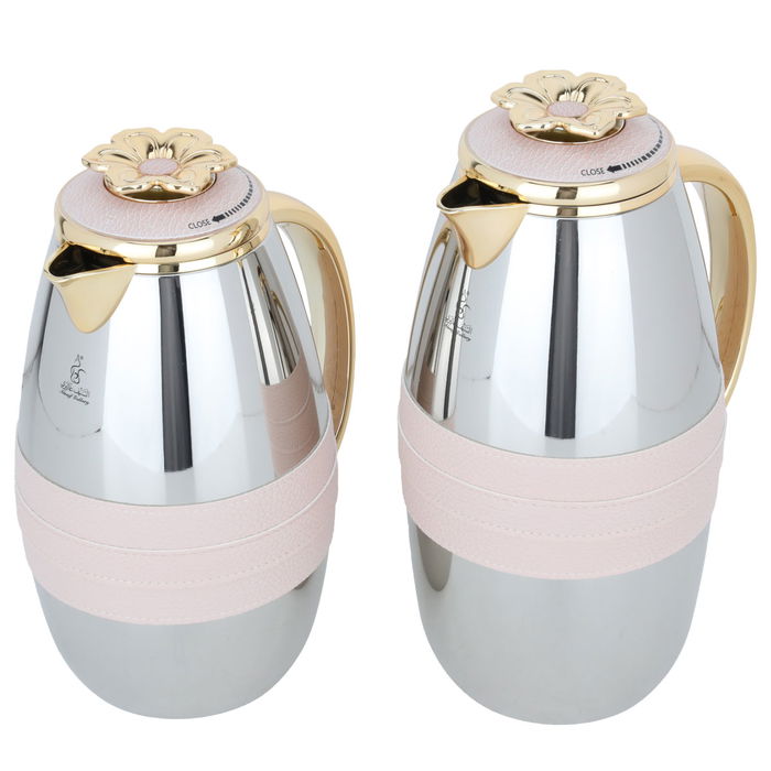 Asmaa thermos set, silver, light brown belt with gold, two pieces image 2