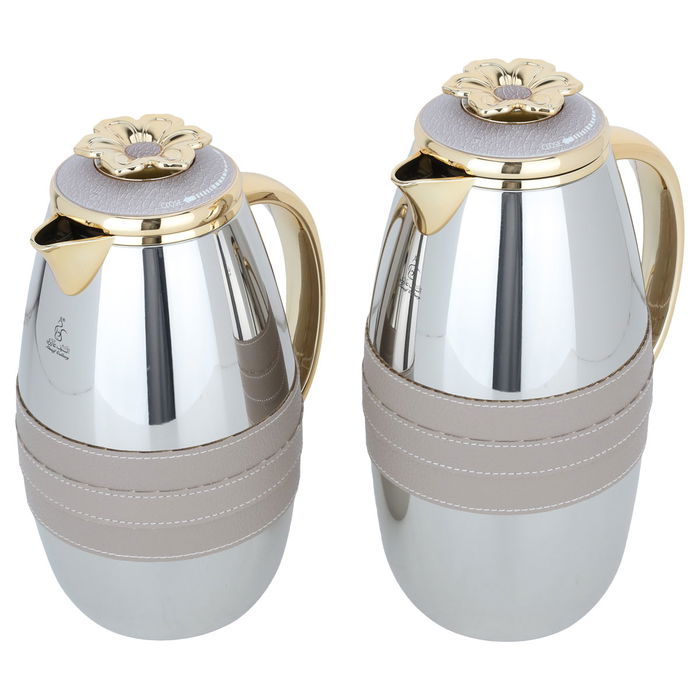 Asmaa thermos set, silver, cappuccino belt, gold, 2 pieces image 2