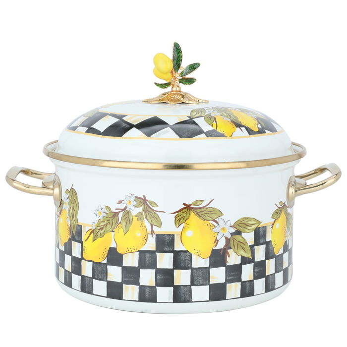 Lemon fruit pot steel golden hand lid 20 cm image 1