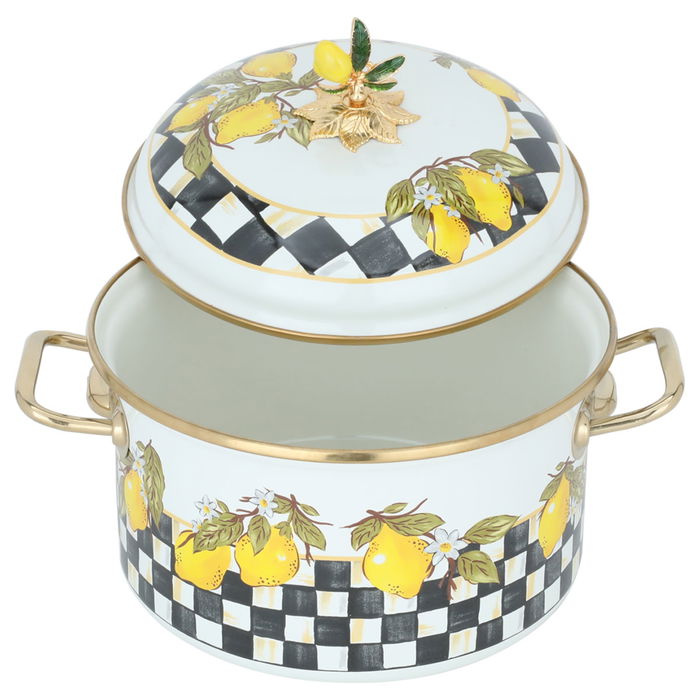 Lemon fruit pot steel golden hand lid 20 cm image 2