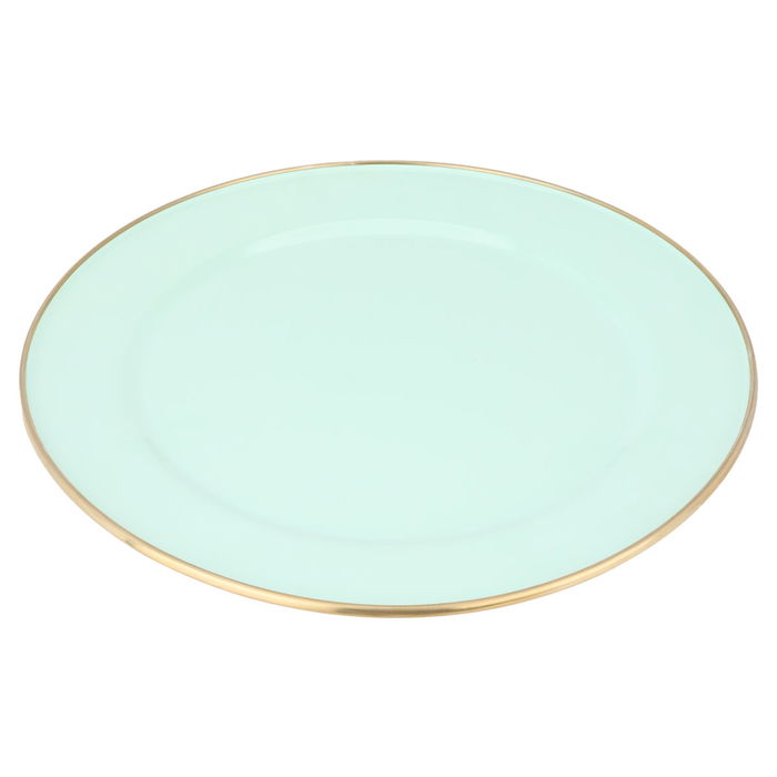 Cake stand, light green with gold rim, 30 cm acrylic cover image 2