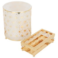 Trash can with tissue box gold 2 h product image