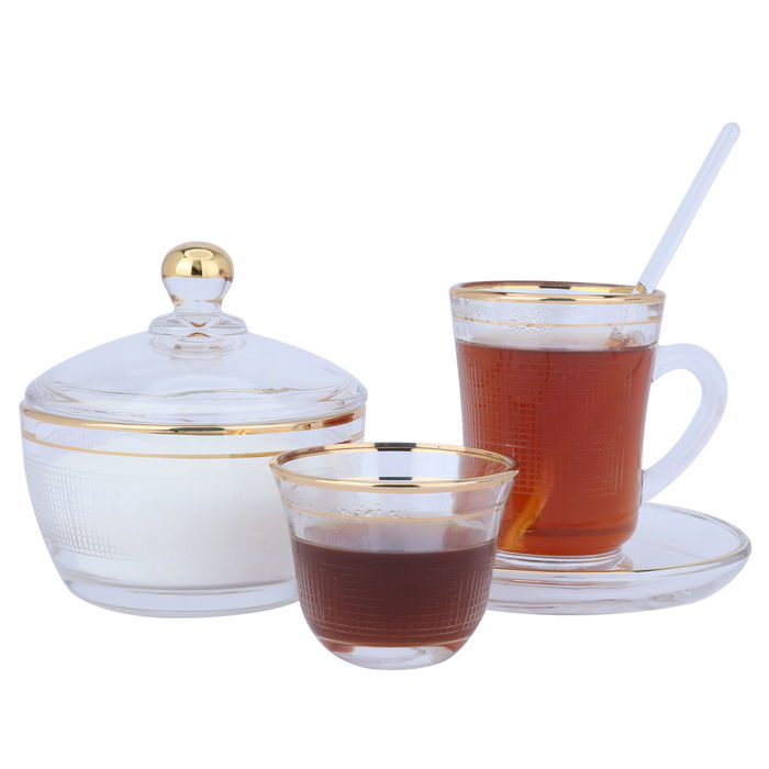 Serving set ,tea and coffee, golden line glass, 26 pieces image 1