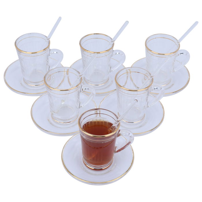 Coffee and Tea Serving Set, Gold Lines Glass 26 Pieces image 2