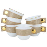 Saudi Porcelain Coffee Cups Set Gold Leather Belt 6 H product image