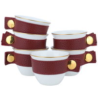 Saudi Porcelain Coffee Cups Set Red Leather Belt 6 H product image