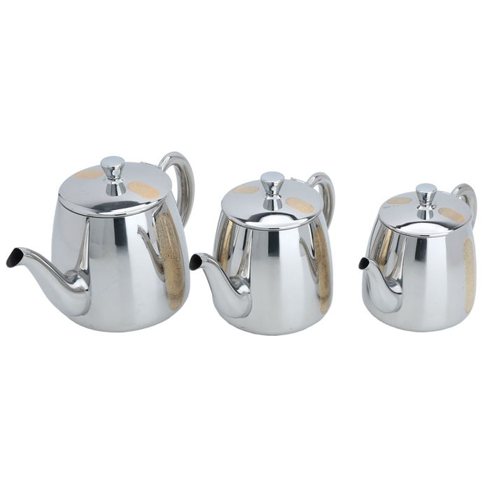 3-piece silver-gilt steel teapot set image 2