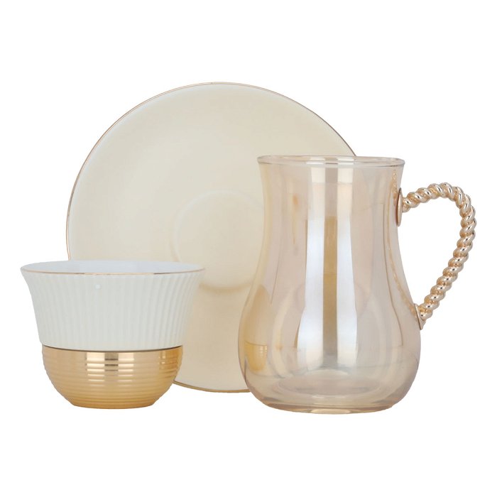 Serving set (tea + coffee), beige and gold, 52 pieces image 2