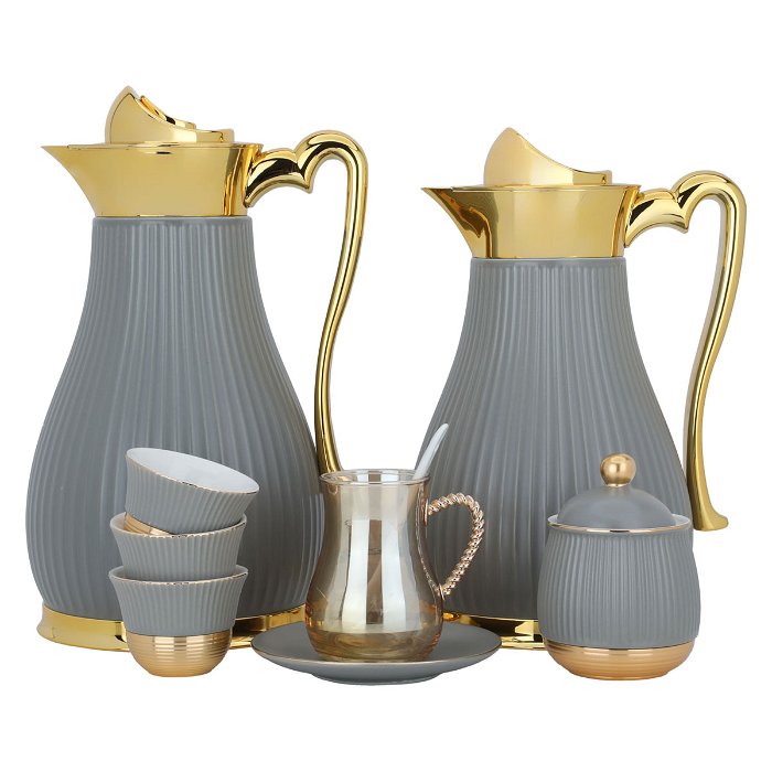 Serving set (tea + coffee), gray and gold, 52 pieces image 1