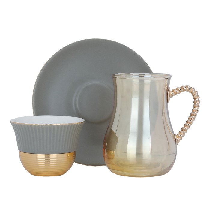Serving set (tea + coffee), gray and gold, 52 pieces image 2