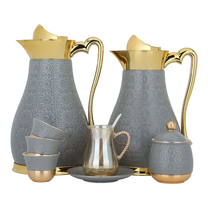 Serving set (tea + coffee), gray and golden, 52 pieces image 1