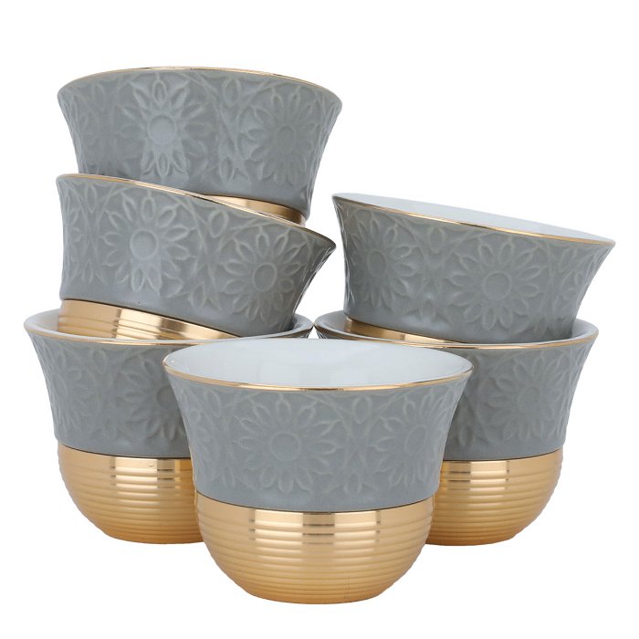 Serving set (tea + coffee), gray and golden, 52 pieces image 3