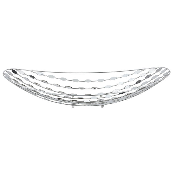 A sweet dish in the shape of a silver steel boat image 1