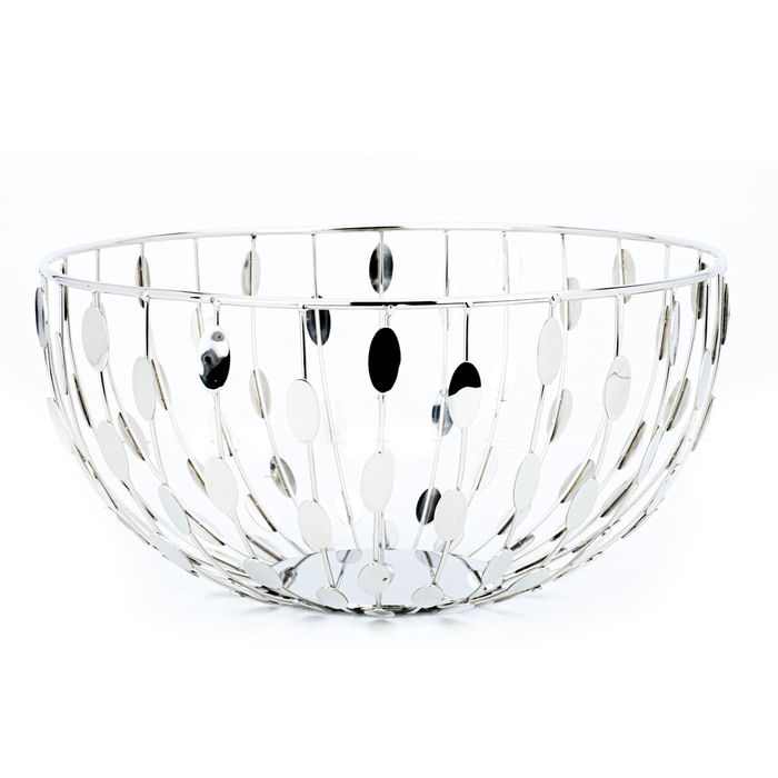 Silver steel circular serving basket image 1