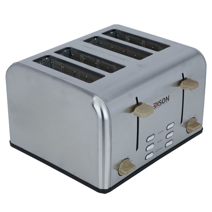 Edison Electric Toaster Stainless Wooden 1600W 4 Slices image 1