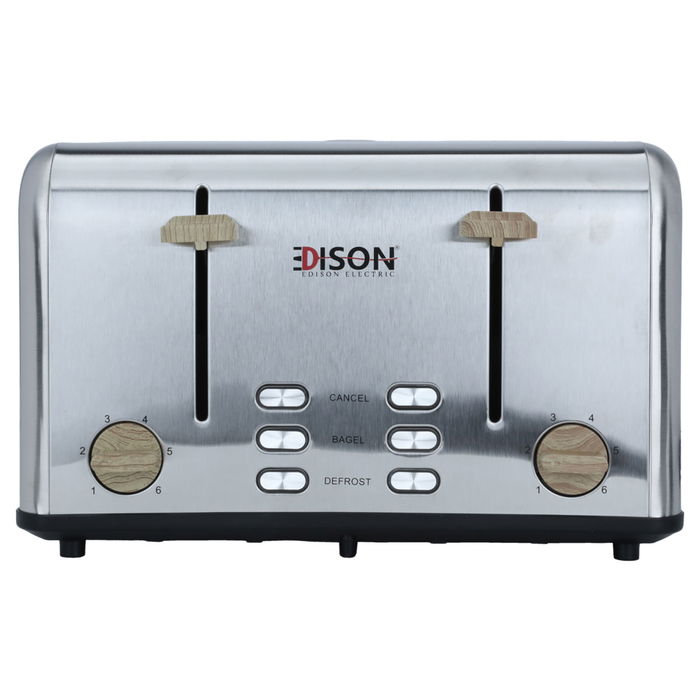 Edison Electric Toaster Stainless Wooden 1600W 4 Slices image 2