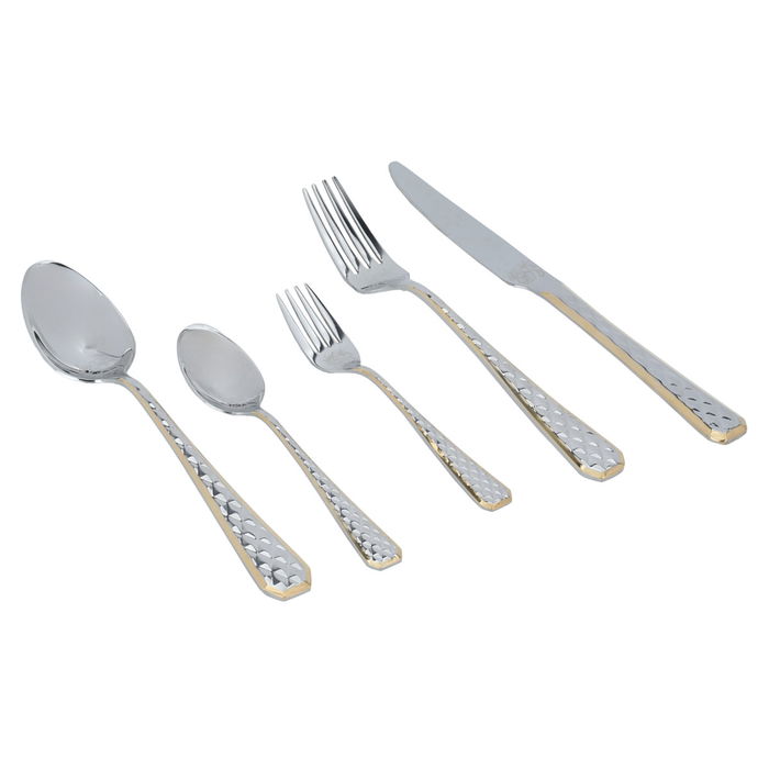 A set of gold steel spoons with a blue leather bag pattern, 72 pieces image 6