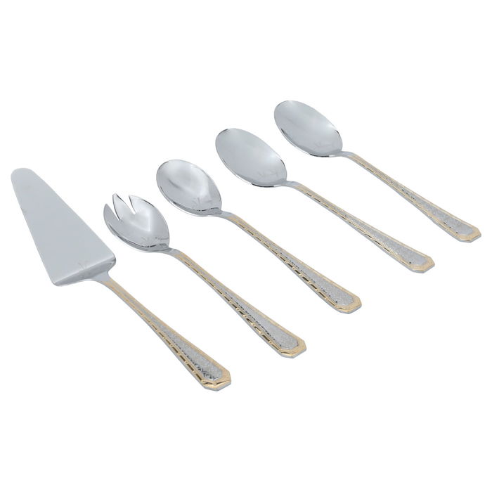 A set of gold steel spoons engraved with a blue leather bag, 72 pieces image 3