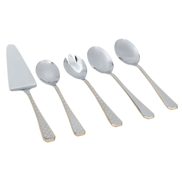 A set of gold steel spoons with a blue leather bag pattern 72 pieces image 5