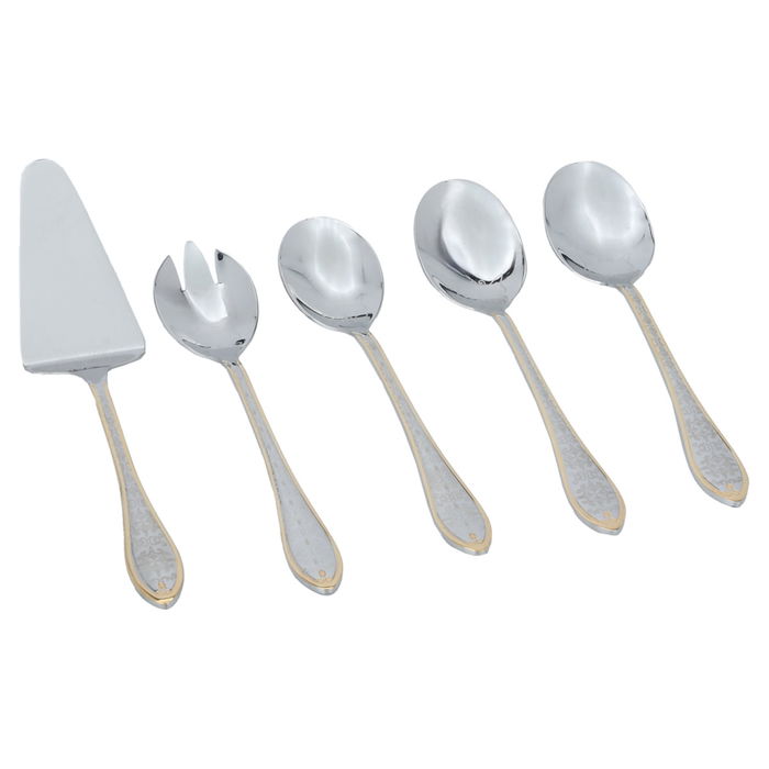 A set of gold-patterned steel spoons with a blue leather bag, 72 pieces image 5