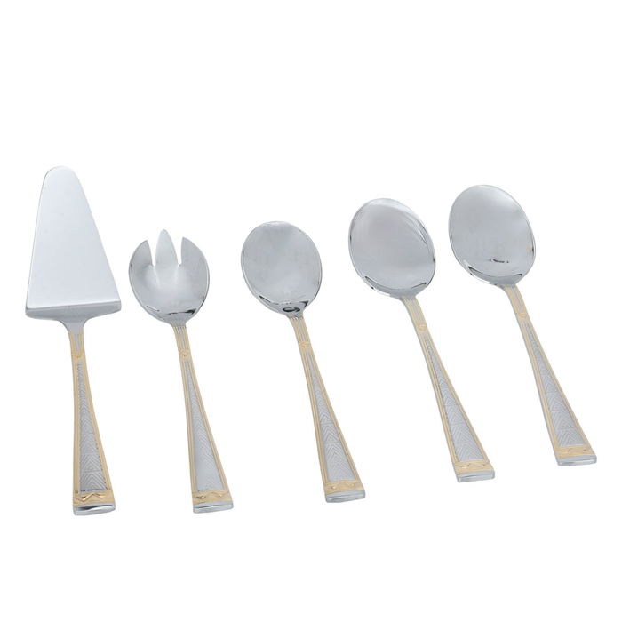 A set of gold-patterned steel spoons with a blue leather bag 72 pieces image 6