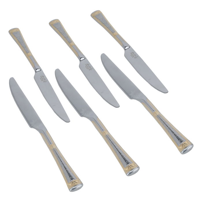 Silver Triangle Pattern Knife Set with Gold 6 Pieces image 2